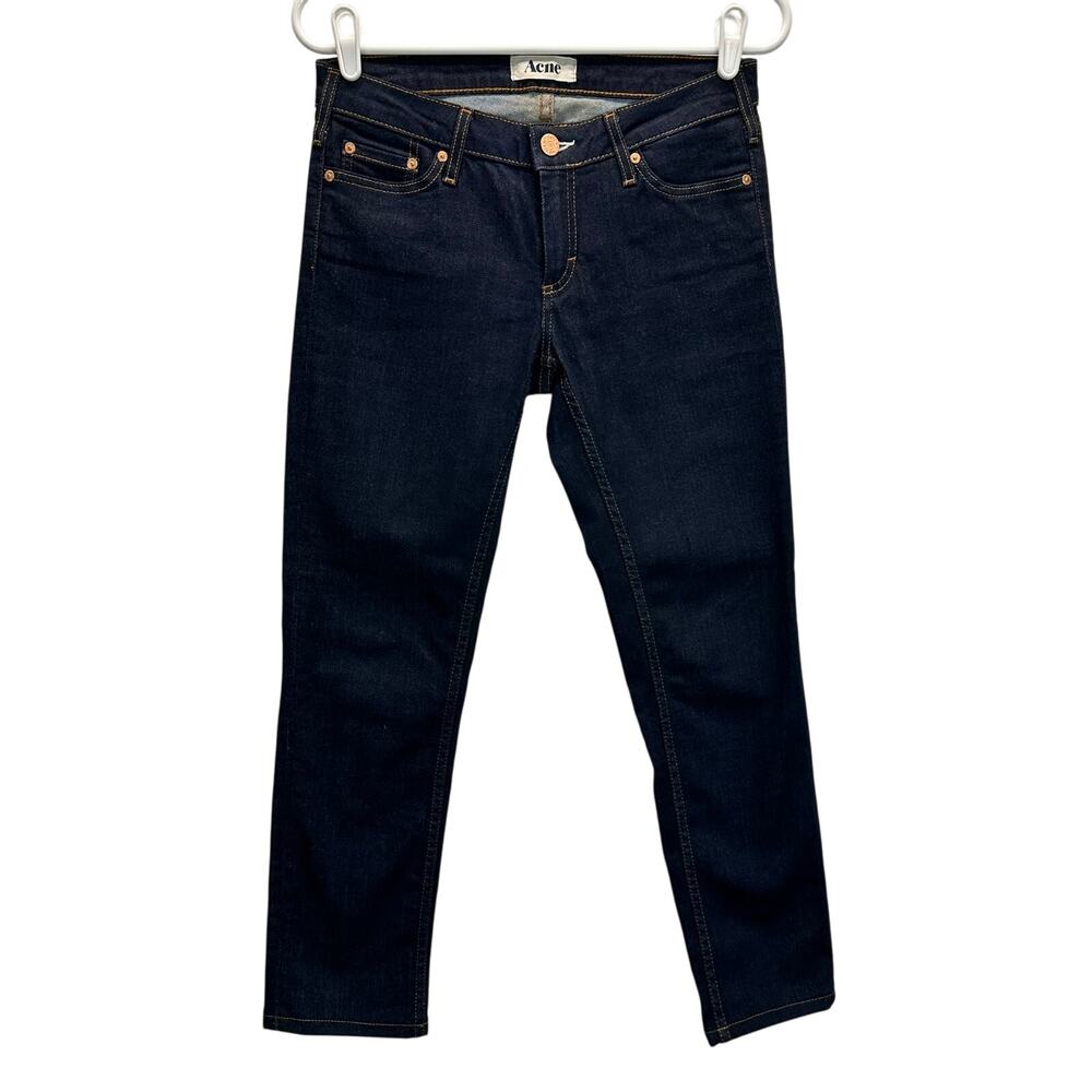 Acne Kex Soft Raw Skinny Stretch dark Wash Blue Jeans Size 27